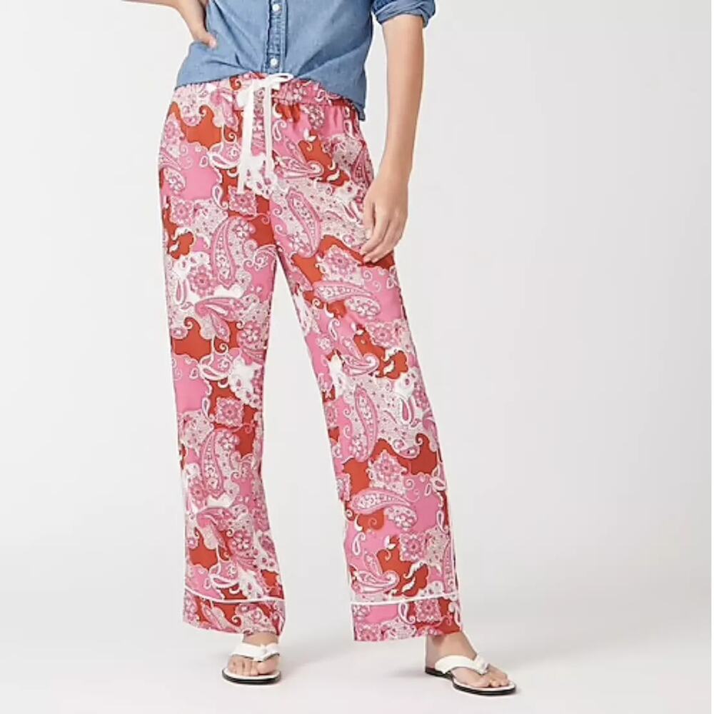 J. Crew Relaxed High Rise Crop Wide Leg Pant Womens Size 6 Vintage Paisley